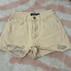 cream Jean shorts